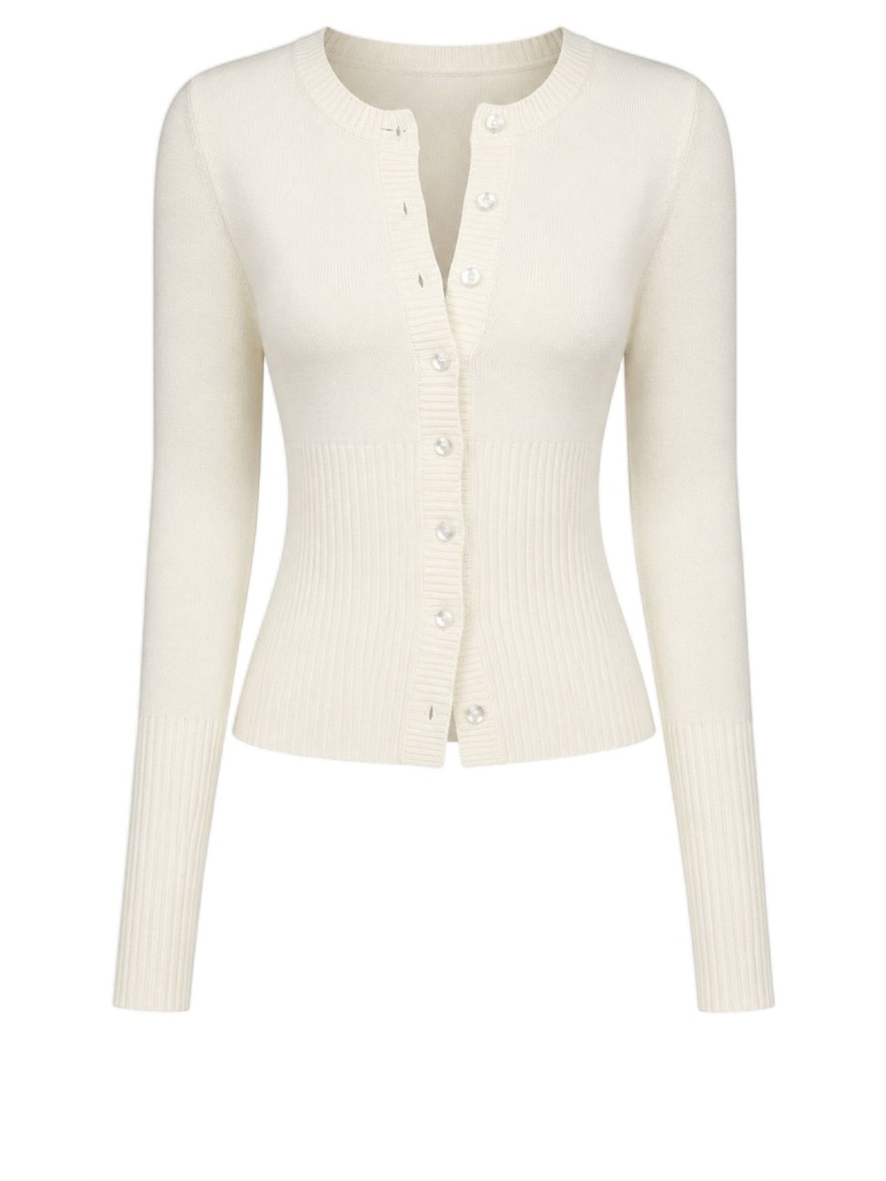 Classic Cream Button-Front Women's Sweater